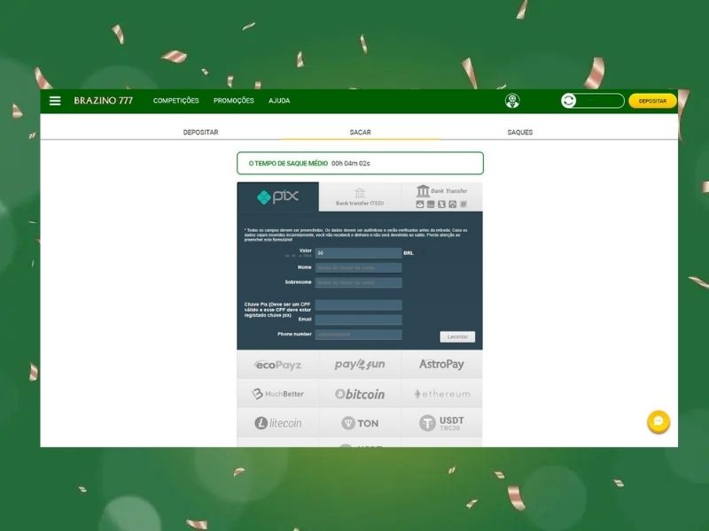 Pix — приоритетный метод для игроков в Brazino 777